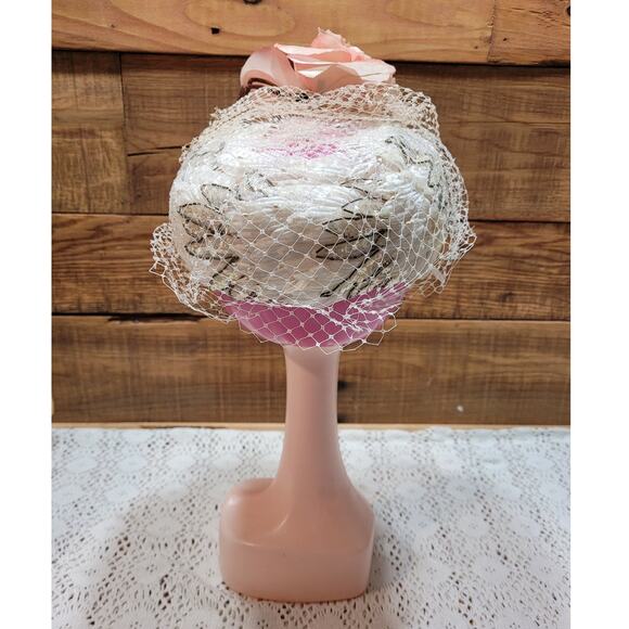 Vintage 1950\'s United Hatters Cap Millinery Union Beaded Sequin Pillbox Hat